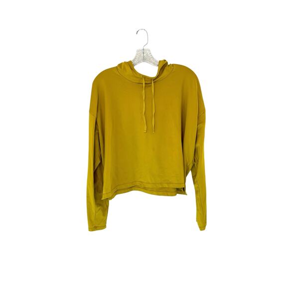 Girlfriend Collective Yellow Athleisure Cropped Hooded Sweatshirt Size Large - Picture 1 of 11